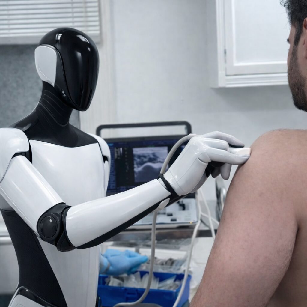 Robotic sonographer performing an ultrasound scan